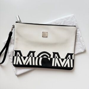 MCM Monochrome Wristlet Clutch